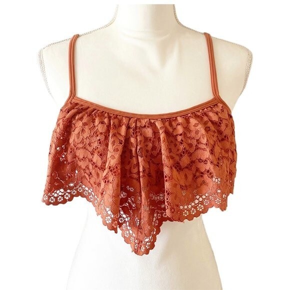 Victoria’s Secret Rust Orange Lace Ruffle Body by Victoria Bralette L - Picture 1 of 11